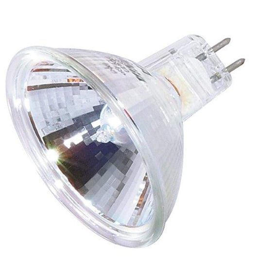Satco S1966 20 Watt MR16 Halogen GX5.3 Base 12 Volt Clear FL 36 Beam Pattern No Harmful Ultraviolet Rays Light Bulb, With Lens