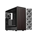 DIYPC DIY-ATX08-Wood Black USB3.0 /Type C ATX Mid Tower Gaming Computer Case w/Tempered Glass Side Panel and Walnut Wood Front Panel