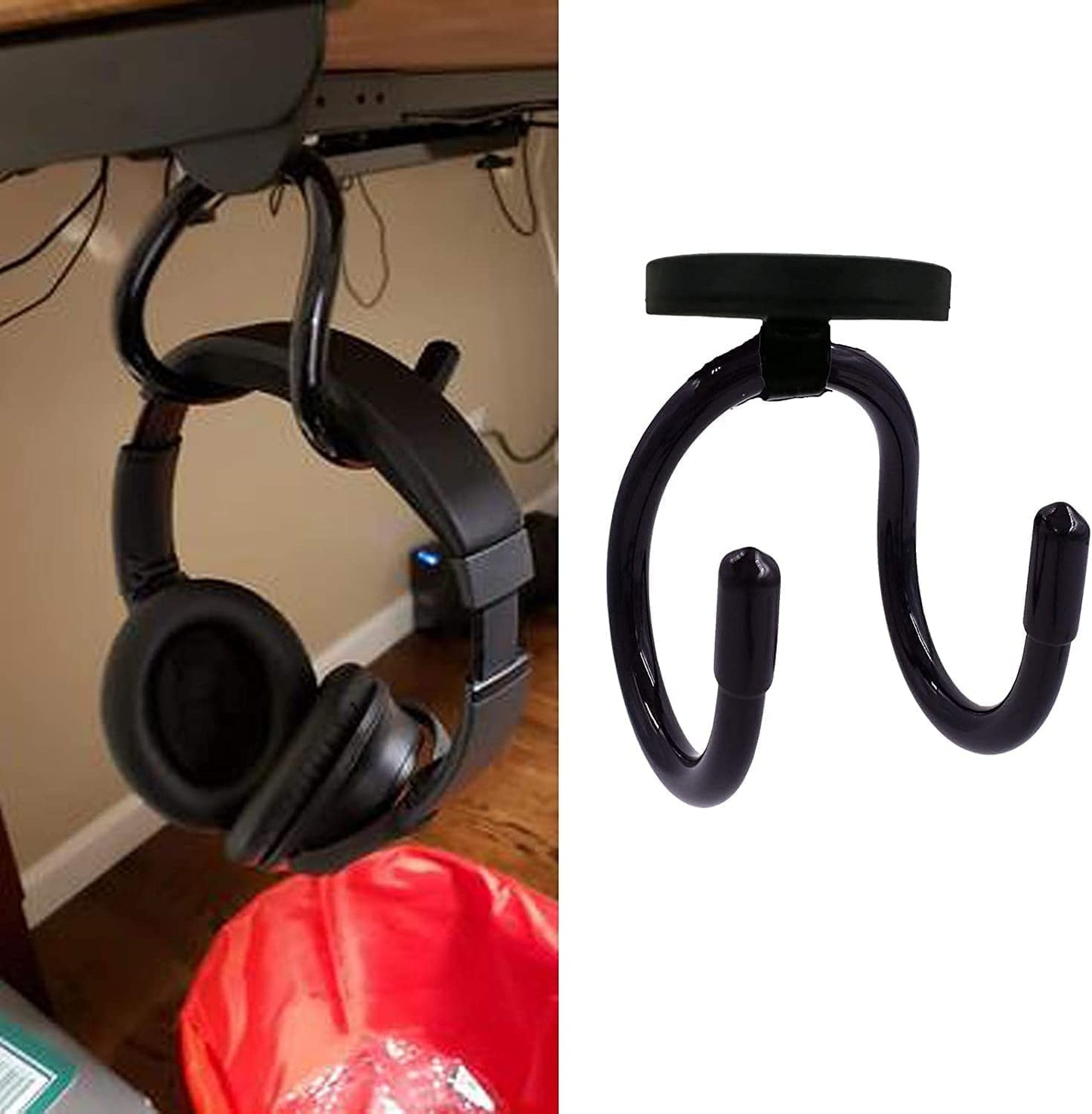 AUXPhome Magnetic Headset Holder up to 1 kg(2 lbs), Adjustable Headphone Holder Headphone Hanger Stand Headphone Hook for Computer/Gaming Headsets…