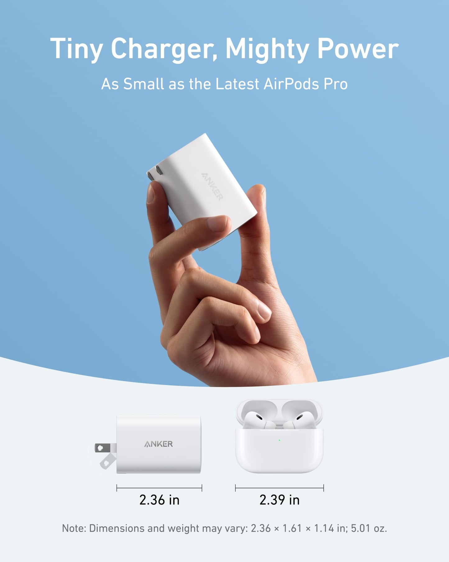 Anker Laptop Charger, 100W Foldable Type C Charger Fast Charging for MacBook, iPhone 17 Series, and All USB C Devices(6FT USB-C Cable Included