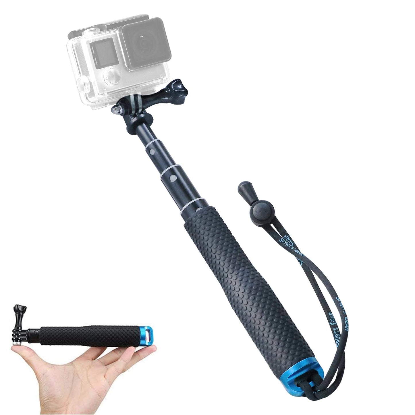Trehapuva 19” Short Extension Selfie Stick Compact Handle Grip Adjustable Waterproof Monopod Pole Compatible with GoPro Hero 13 12 11 10 9 8 7 6 5