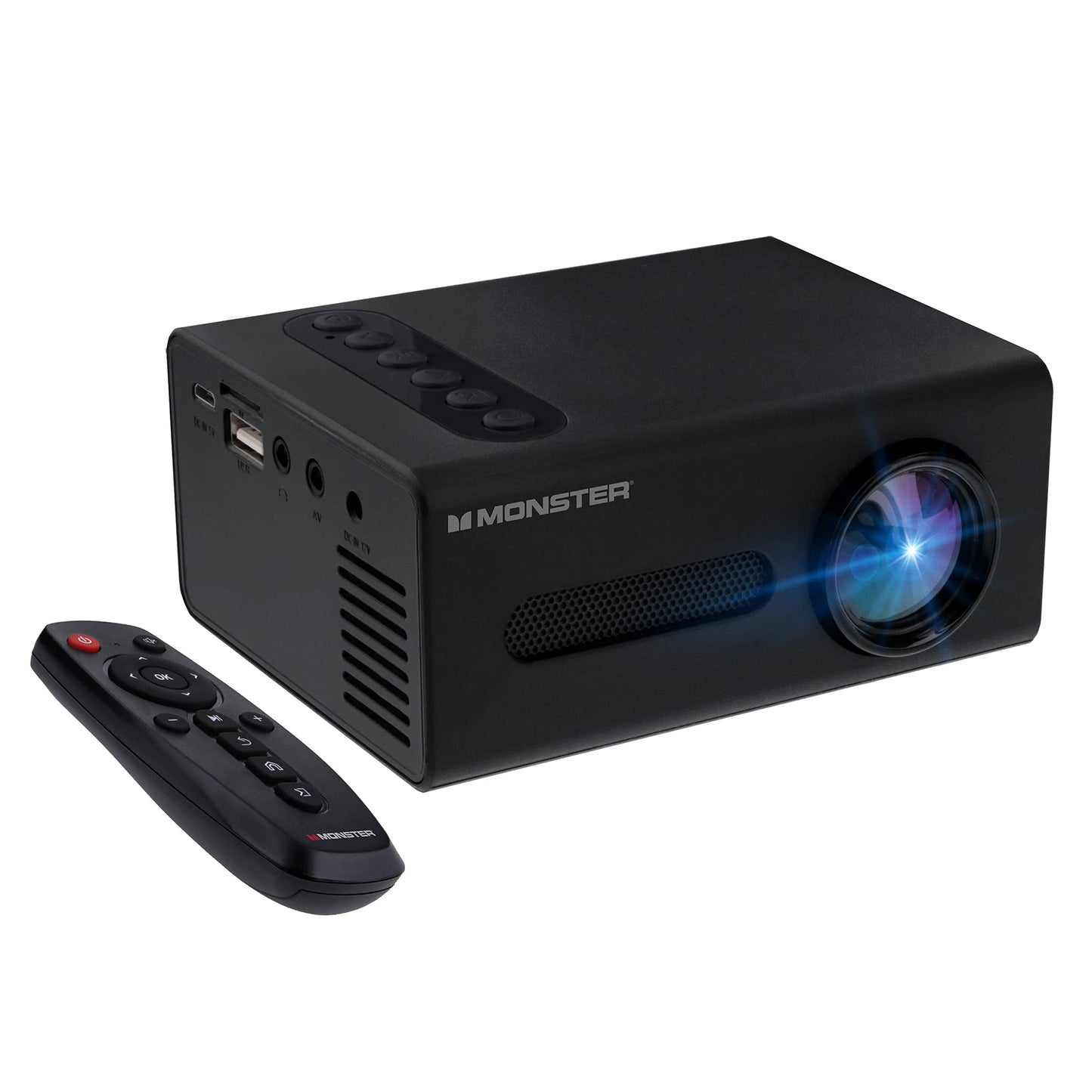 Monster Image Mini Small Format LCD Projector 1920x1080 HD Quality, Project Up To 8 Feet Away, Works On Projection Screens Ranging from 20-80 Inches.