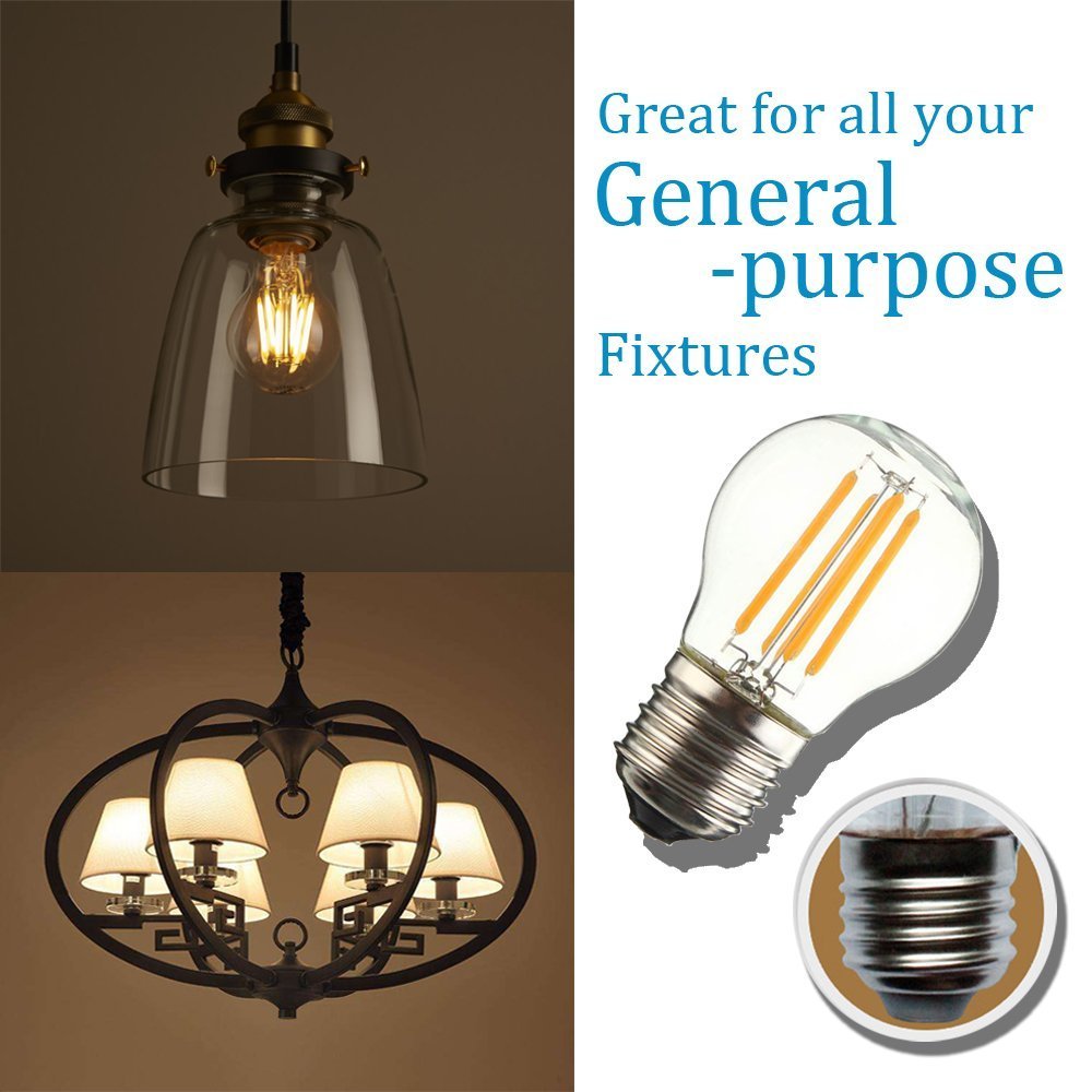 CTKcom 4W G45 G14 Dimmable Edison Style Antique LED Light Bulb(4 Pack)- LED Filament Bulb 40W Incandescent Equivalent 400LM 2700k Warm White Lamps