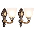 NOXARTE 2 Pack Vintage Wall Sconce Brass Wall Mounted Light Ceiling Fixture with Milk White Glass Shades for Living Room Bedroom Hallway