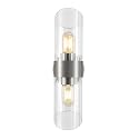 SAFAVIEH Lighting Collection Eytan Clear Glass/Nickle Vertical Wall Sconce Set of 2 Light Fixture, Ideal for Bathroom, Entryway, Vanity, Foyer
