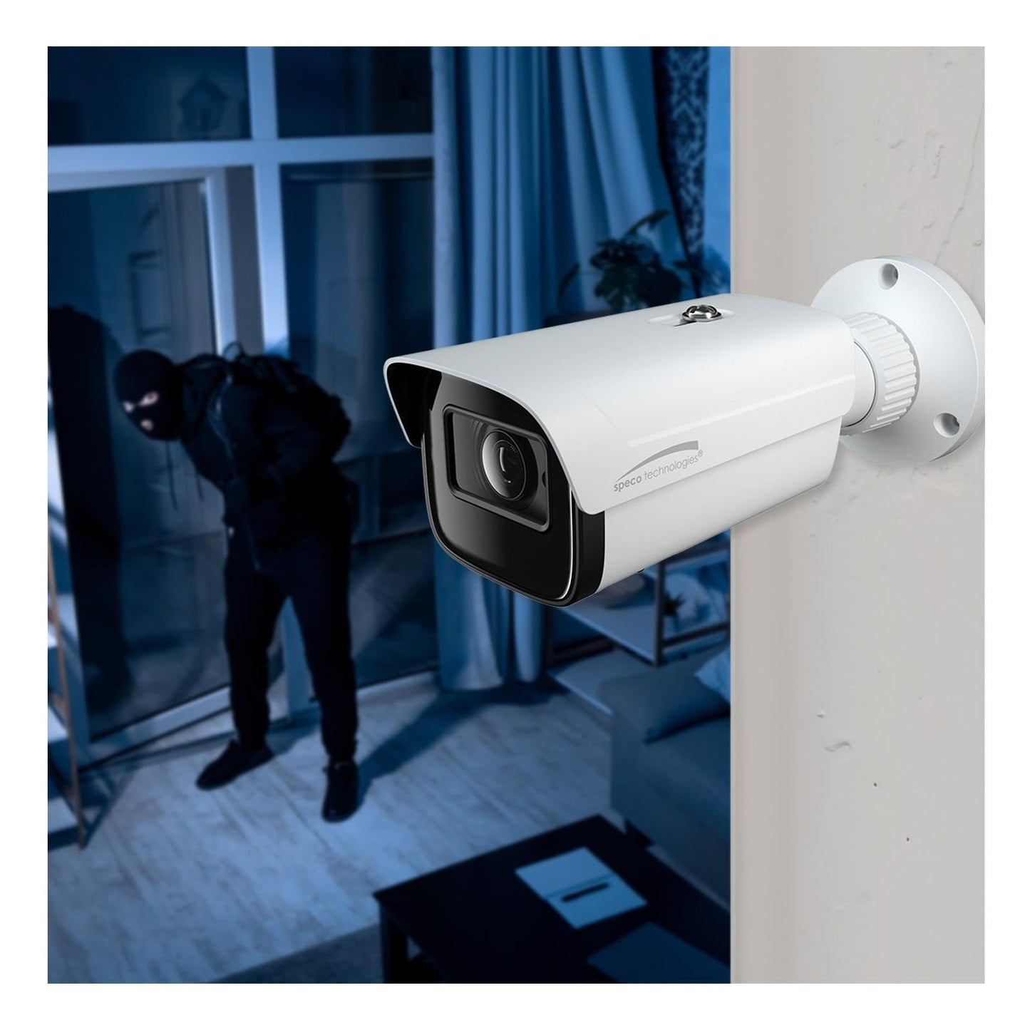 Speco O4VB2M 4MP H.265 IP Bullet Camera with Analytics and Junction Box, 2.8-12mm Motorized Lens