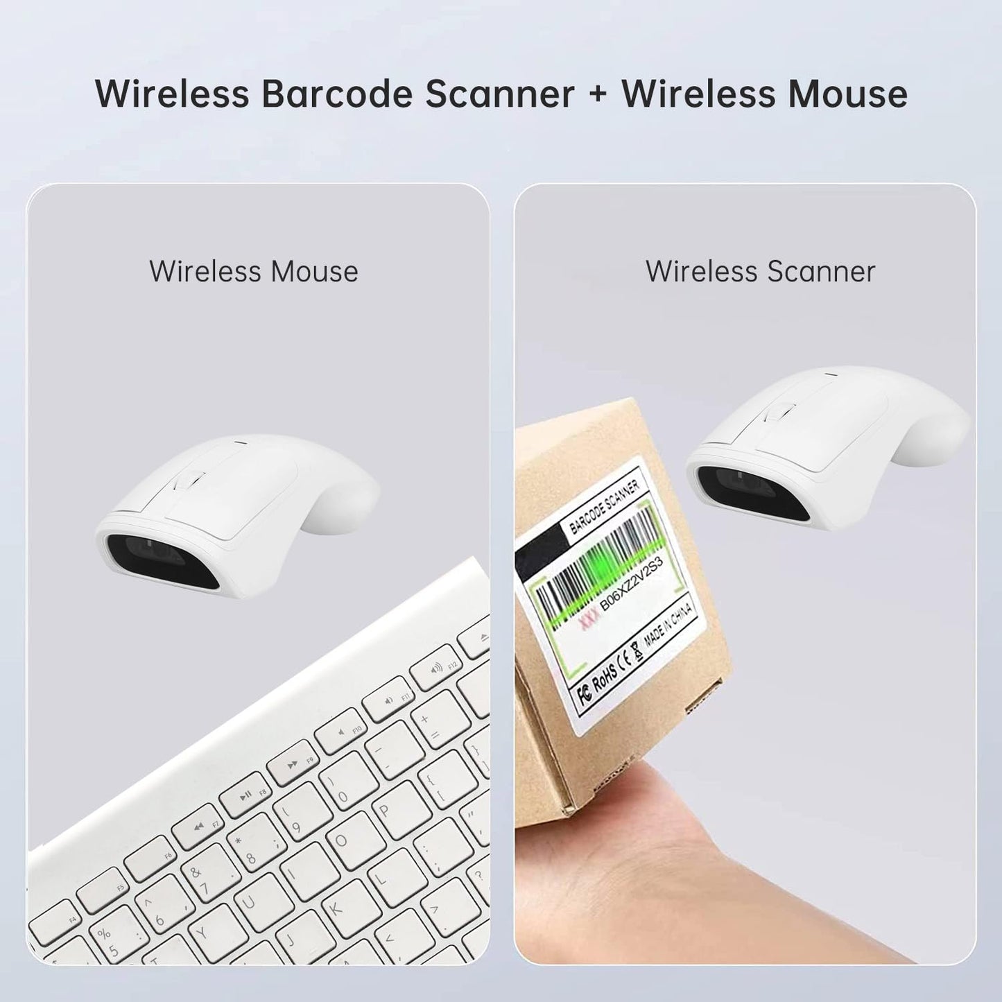 THARO New Wireless Mouse Barcode Scanner, 2-in-1 Design 2D Handheld Barcode Scanner with Wireless Mouse Functions for POS System,Store,Supermarket