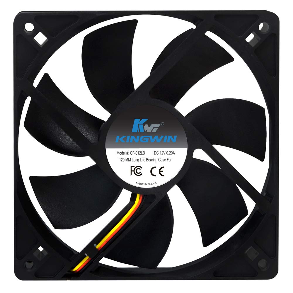 Kingwin 120mm Silent Fan for PC Cases, CPU Coolers, Mining Rigs - Quiet Computer Cooling Fan with Long Life Sleeve Bearing, High Airflow Ventilation