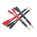 Suanqi Banana Plug to 2-Female 4mm Banana Jack Socket Plug Splitter Adapter,3 inches 1 Male to 2 Female 4Pack.