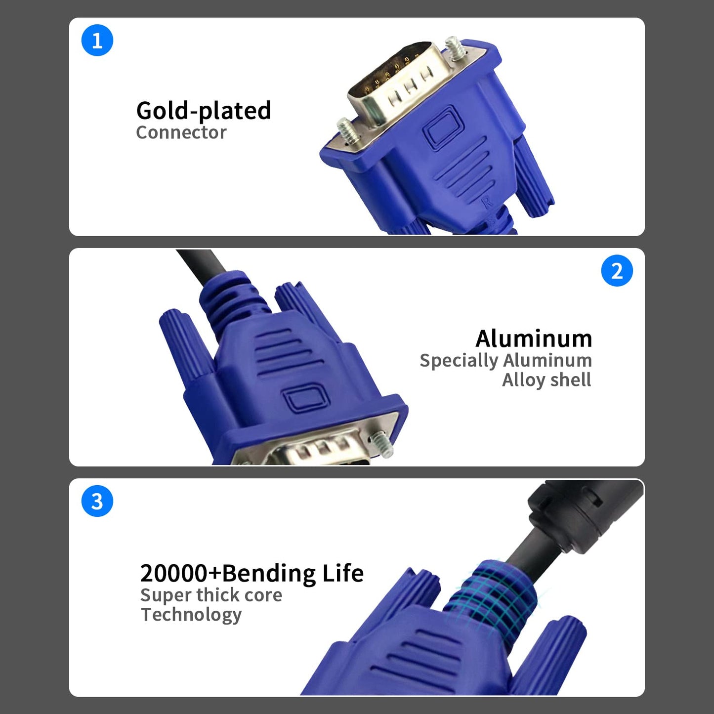 V Telesky VGA to VGA Cable? 2 Pack 5ft/1.5m HD15 VGA Male to Male Monitor Cable for Computer PC Laptop to Monitor Screen Projector with VGA Plug Port