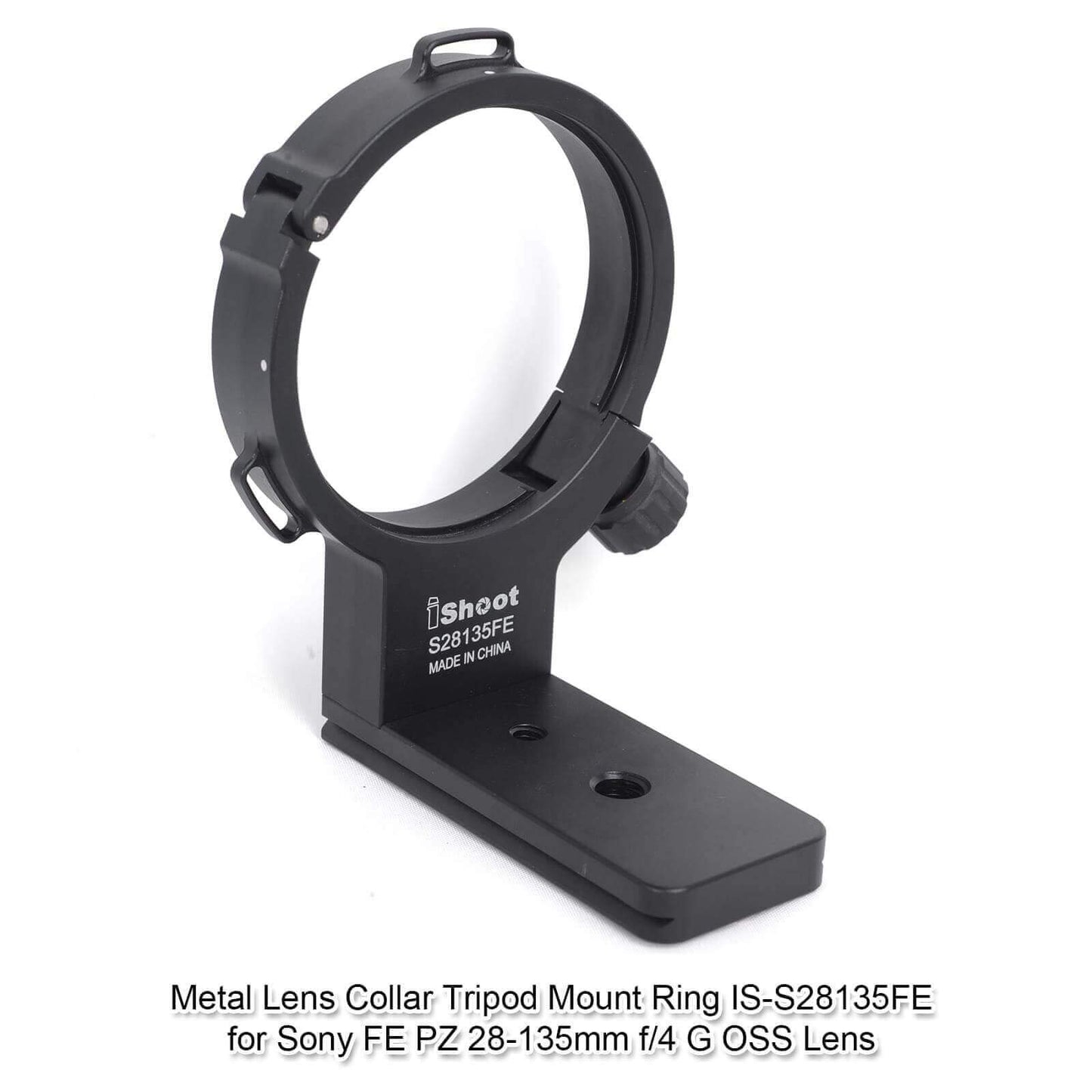 iShoot Lens Collar Support Compatible with Sony FE PZ 28-135mm f/4 G OSS SELP28135G, CNC Machined Lens Tripod Mount Ring, Bottom is ARCA Fit Quick