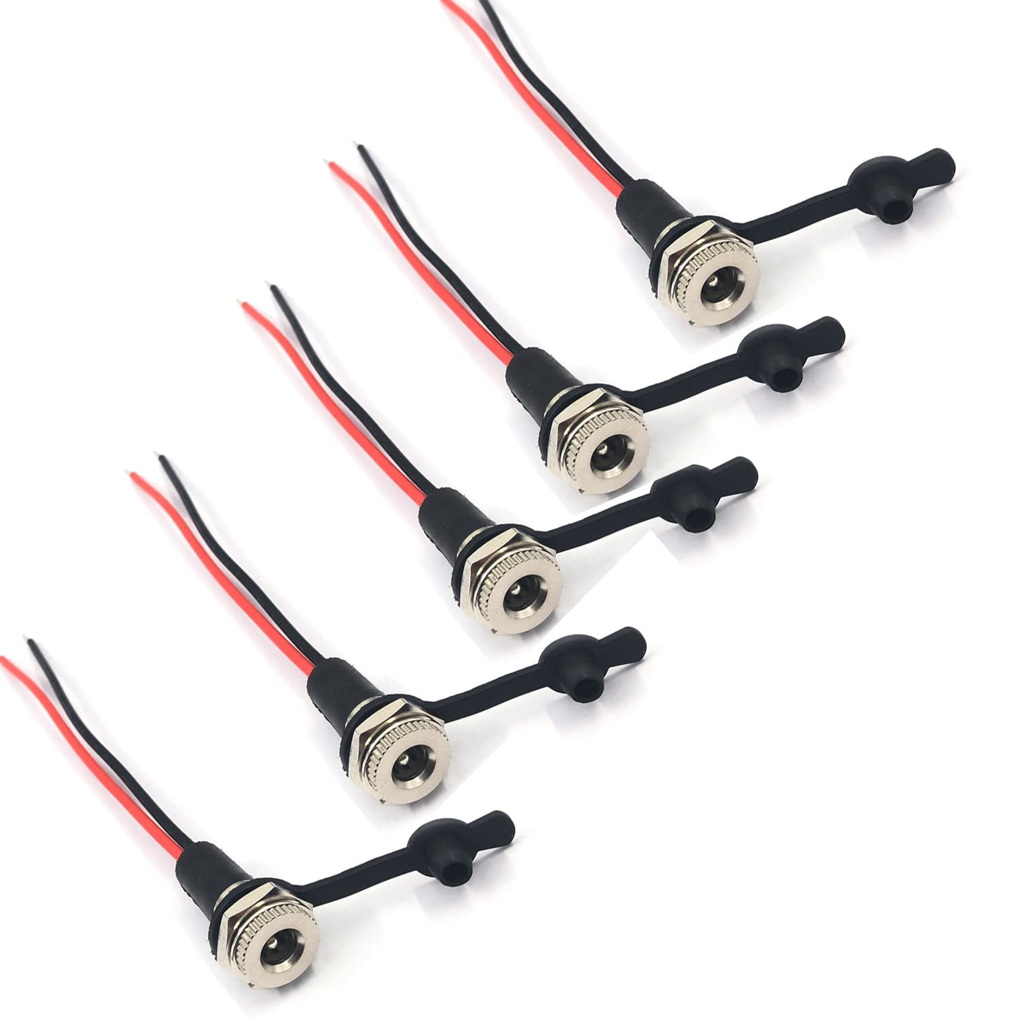 FainWan 5pcs DC-099A DC Female Panel Mount Jact Connector of Charging Wire Threaded Socket with Dustproof Plug IP67 68 Water-Proof Large Current Power