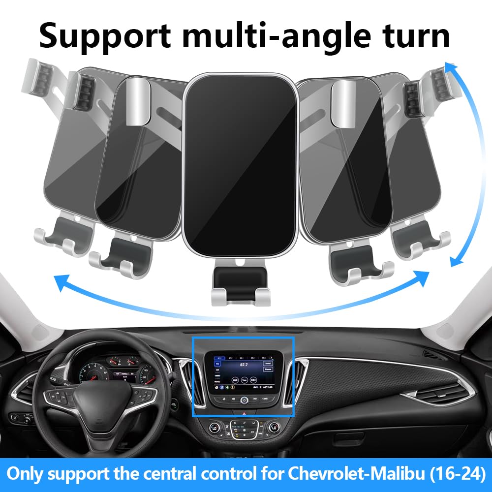 LUNQIN Car Phone Holder for Chevrolet Chevy Malibu 2016 2017 2018 2019 2020 2021 2022 2023 2024 2025 Auto Interior Accessories Best Cell Phones Mount