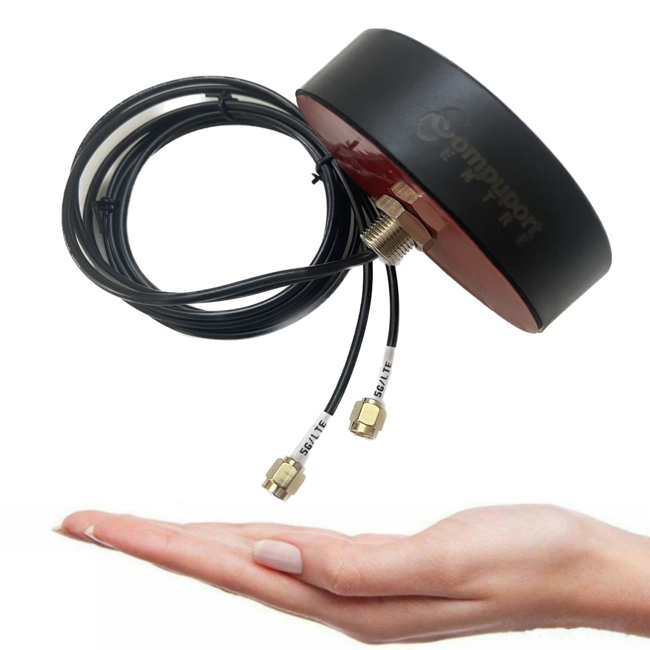 The CompuPort 5G LTE Puck Antenna features MIMO Omni-Directional technology, vandal resistance, both screw, and Double-sided Tape mount, and comes