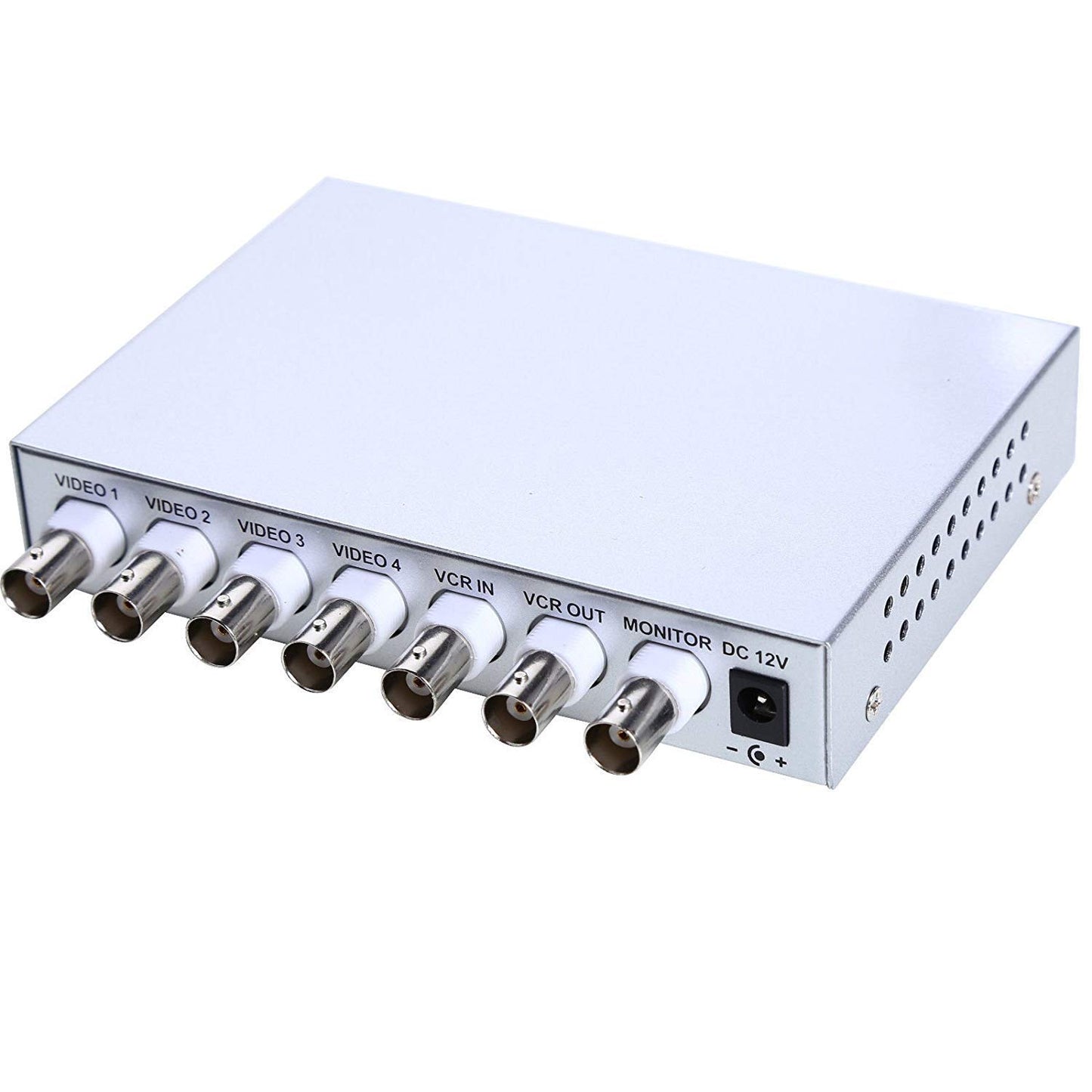 UHPPOTE 4 Channel Color Quad System Video Splitter CCTV DVR Camera Processor Remote Control with 7 BNC Adapter