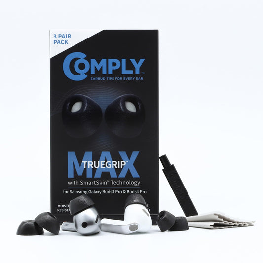 Comply TrueGrip MAX | Premium Memory Foam Replacement Earbud Tips for Samsung Galaxy Buds4 Pro & Buds3 Pro | Long-Lasting Comfort, Secure Fit, Noise