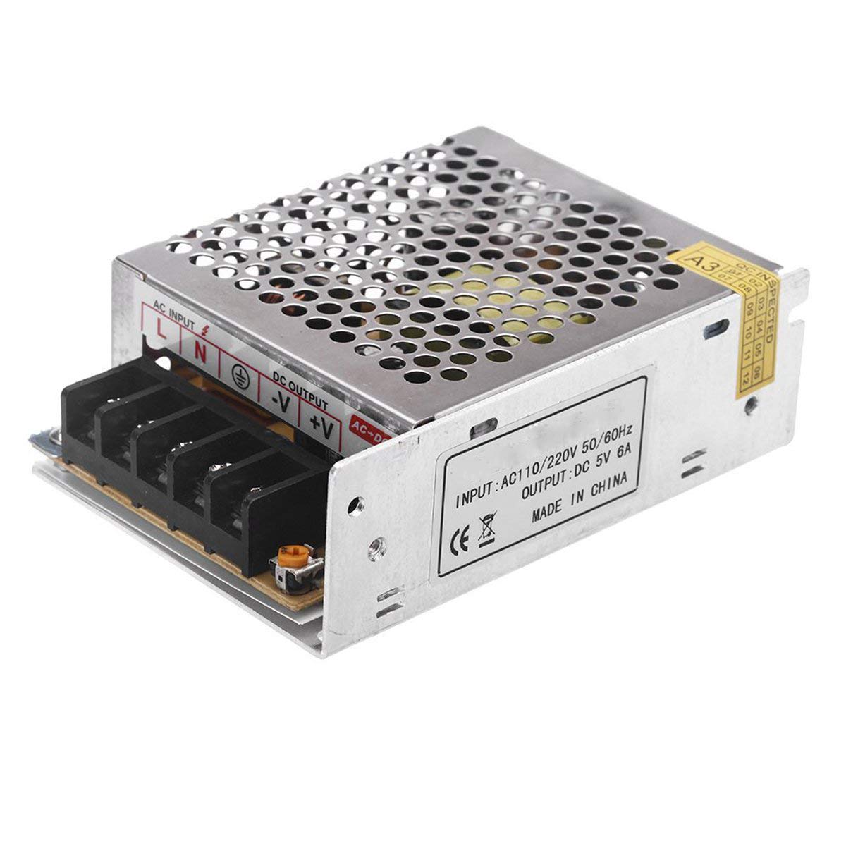 YXQ AC 100-120V 200-220V DC 5V 6A 30W Switch Power Supply Converter for LED Strip Light