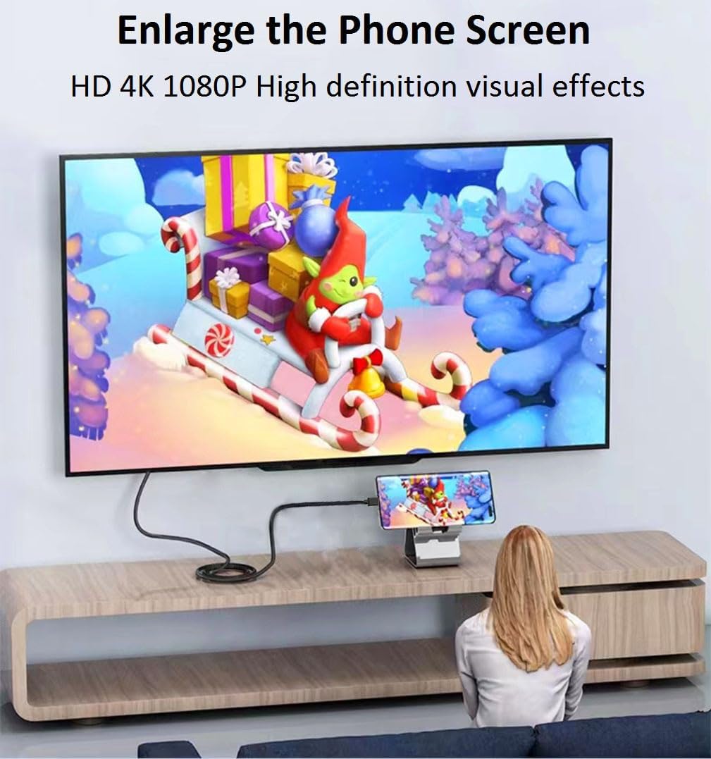 Micro USB to HDMI Converter, 4K 1080P HDMI Extender Cable 1.5M/ 5ft Adapter, Copy and Expand Videos Pictures from Mobile Phone or Tablet to HDTV