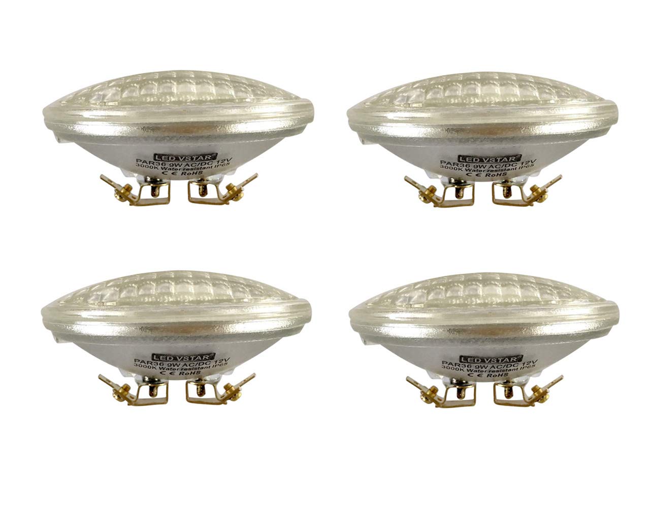 VSTAR® PAR36 LED Landscape Bulb, 12V 9W,880 lm Warm White,Waterproof 4Packs