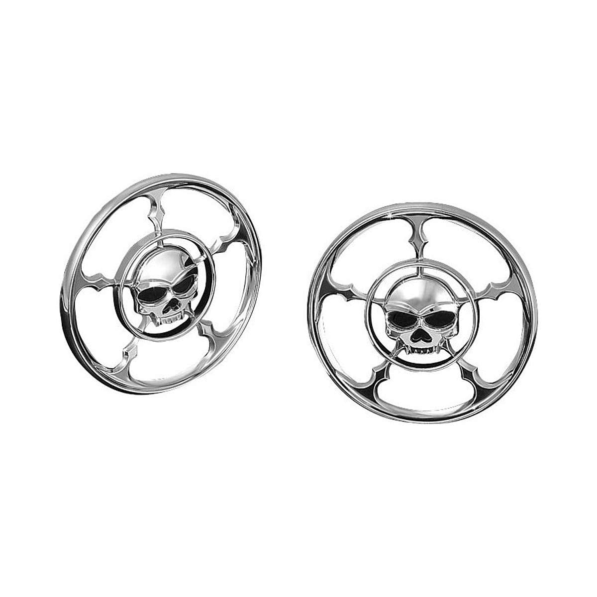 Kuryakyn 3787 Motorcycle Audio Accessory: Zombie Skull Speaker Grill Accents for 1996-2013 Harley-Davidson Touring & Trike Motorcycles, Chrome, 1 Pair, black