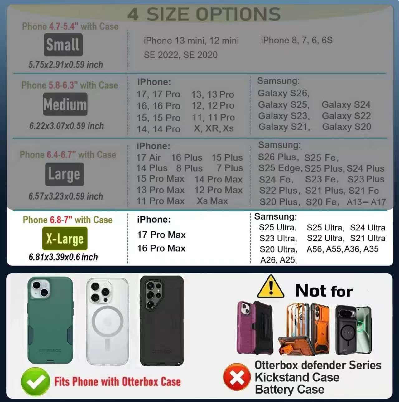 Cell Phone Holster for iPhone 17 16 Pro Max, Samsung Galaxy Ultra S25 S24 S23 S22 S21 Note 20+ Plus Note 10+ A23 A13 A21 A54 5G Google Pixel Pro Case