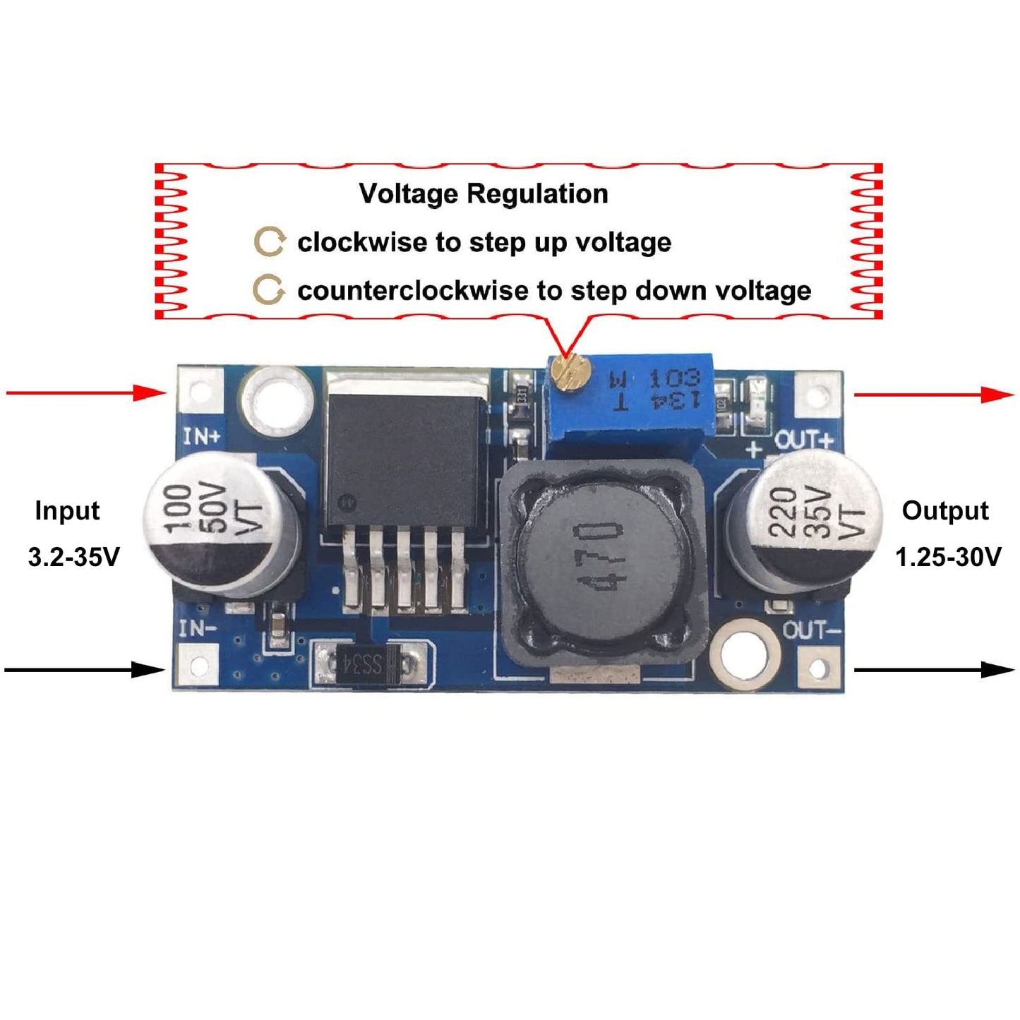 Valefod 10 Pack DC to DC High Efficiency Voltage Regulator 3.2-35V to 1.25-30V Buck Converter DIY Power Supply Step-Down Module