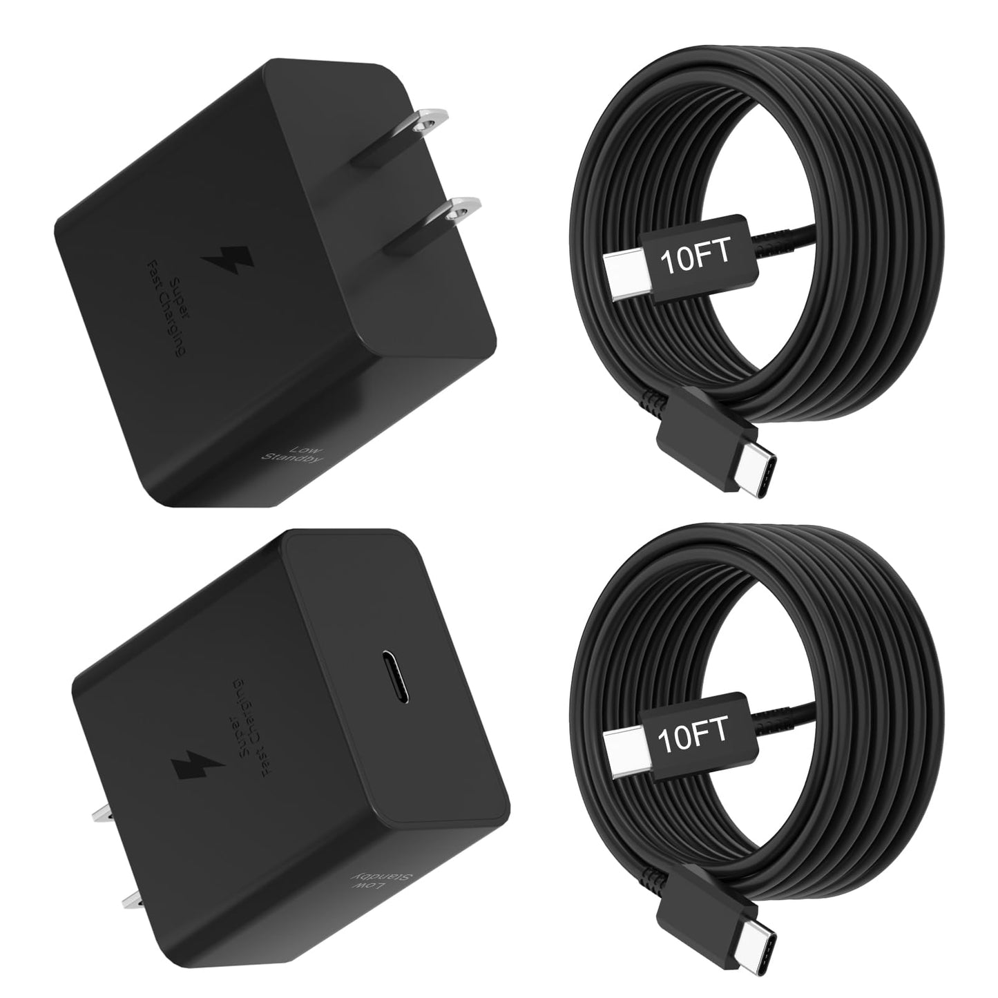 Samsung 60W PD Power Adapter-Low Standby USB-C Port Fast Charging Android Phone Charger Block Whit 10ft c to c Cables for Samsung Galaxy S26