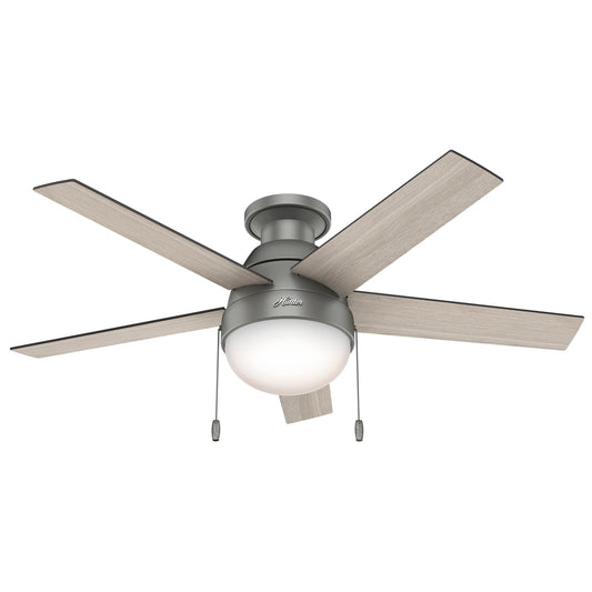 Hunter Anslee, Indoor, Ceiling Fan, with LED Light, 46 inch, Matte Silver