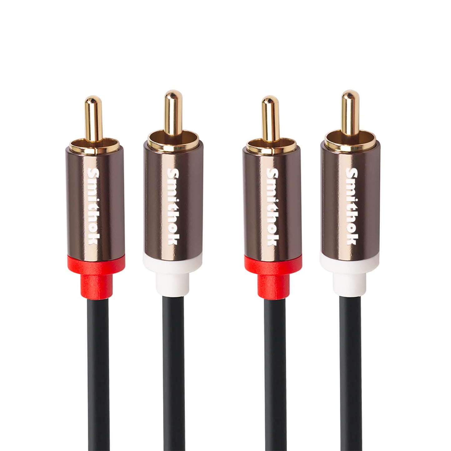 Smithok RCA Cables 2 Pack[Hi-Fi Sound, PVC Jacket, Shielded], 2-Male to 2-Male RCA Audio Stereo Subwoofer Cable Auxiliary Cord for Home