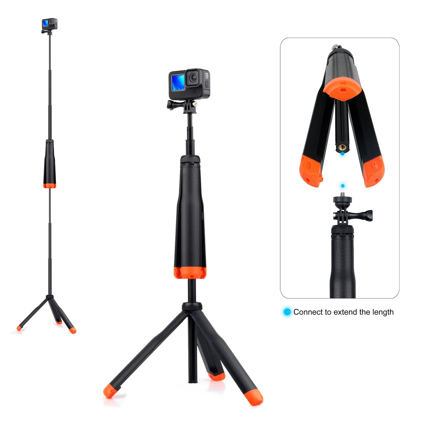 GEPULY Floating Selfie Stick Underwater Hand Grip for GoPro Hero 13, 12, 11, 10, 9, 8, Insta360 Ace Pro 2, DJI OSMO Action 6 5 Pro 4 3 and Most Action