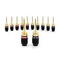 Deadbolt Flex Pin Banana Plugs for Spring Loaded Speaker Terminals, 6 Pairs Gold Plated Plugs