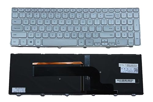 ndliulei New with Frame US Layout Silver Laptop Keyboard with Backlit Replacement for Dell Inspiron 15-7537; Fit KK7X9 0KK7X9 CN-0KK7X9 V143625AS