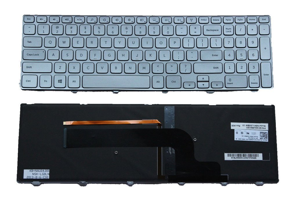 ndliulei New with Frame US Layout Silver Laptop Keyboard with Backlit Replacement for Dell Inspiron 15-7537; Fit KK7X9 0KK7X9 CN-0KK7X9 V143625AS