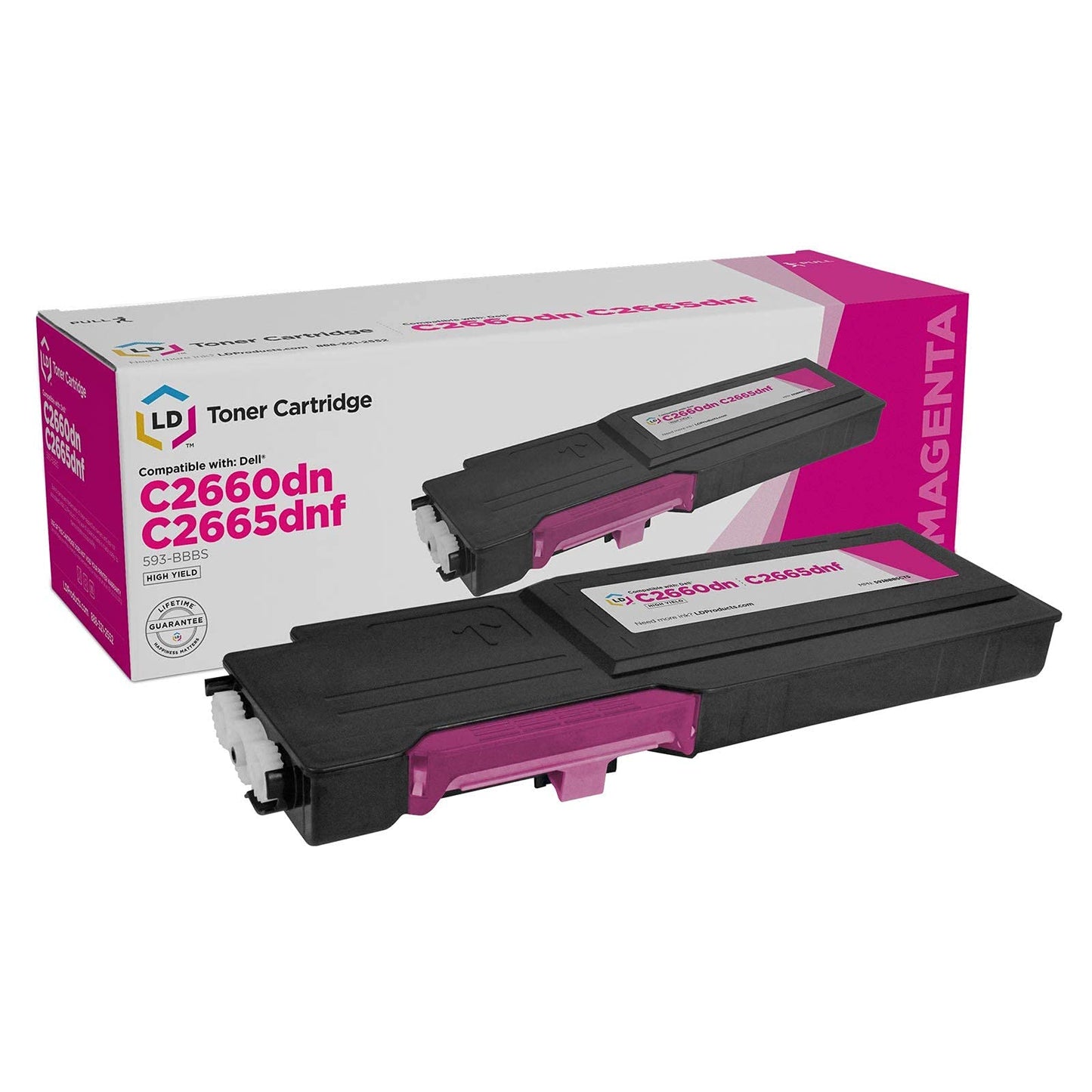 LD © Dell Compatible VXCWK (V4TG6) Magenta High Yield Toner Cartridge Includes: 1 593-BBBS Magenta for use in Dell Color Laser C2660dn, and C2665dnf