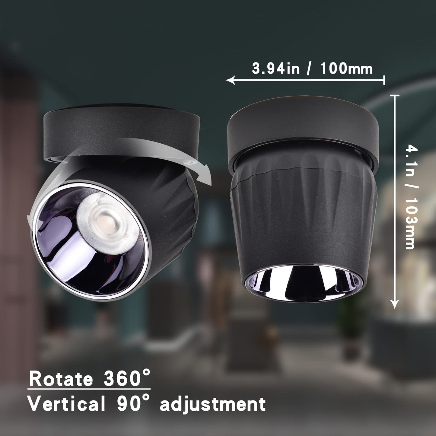 Vrnzau LED Ceiling Spotlight 12W - Directional Spot Light 360° Rotate / 3000K / Warm White/Wall Lamp Ceiling Spotlight for Hallway Gallery Display