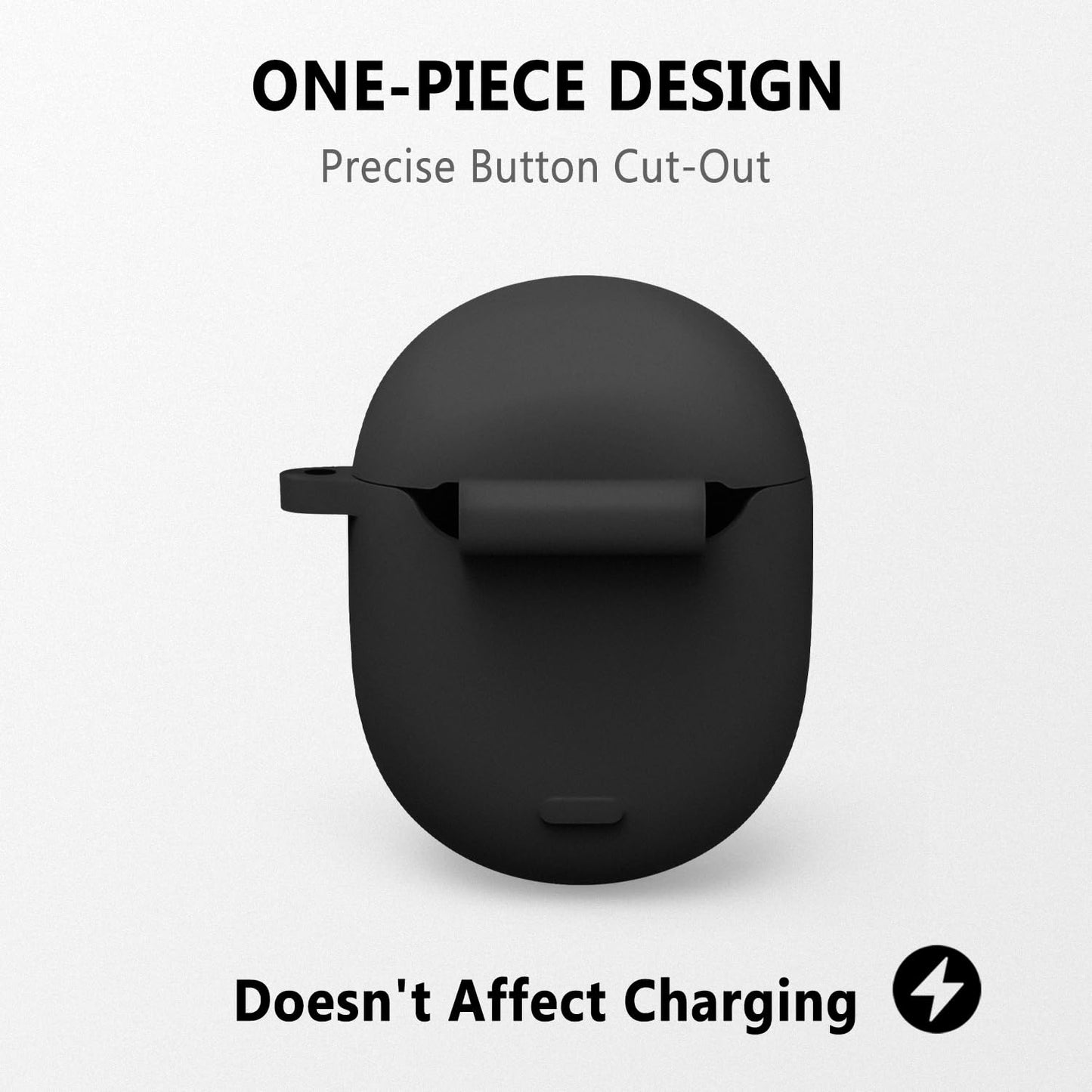 Geiomoo Silicone Case Compatible with Google Pixel Buds A-Series, Google Pixel Buds 2, Protective Cover with Carabiner (Black)