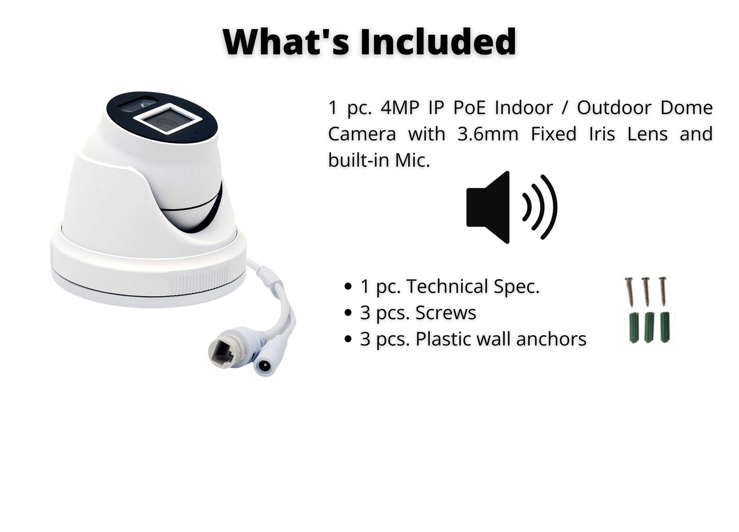 Evertech H.265 5MP IP PoE Network Indoor Outdoor Dual Light Full Color Security Surveillance Dome Camera with 2.8mm Fixed Wide Angle Lens and Built-in