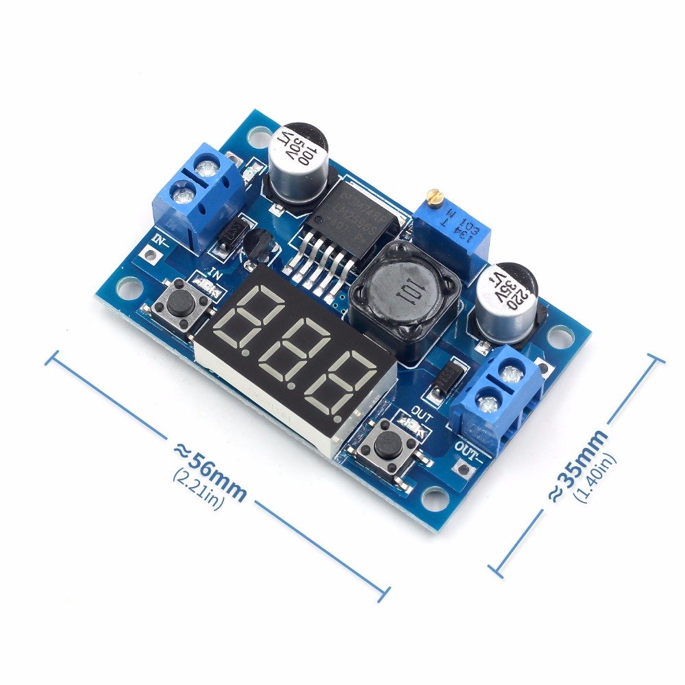 QEBIDUM LM2596S DC-DC Buck Converter DIY 4-40V to 1.25-37V Step-Down Regulator Power Module Volt Stabilizer with LED Voltmeter Display