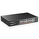 MokerLink 18 Port Gigabit PoE Switch, 16 Gigabit PoE+ Ports, 2 Gigabit Uplink, 250W IEEE802.3af/at, Metal Rackmount Unmanaged Plug and Play Ethernet