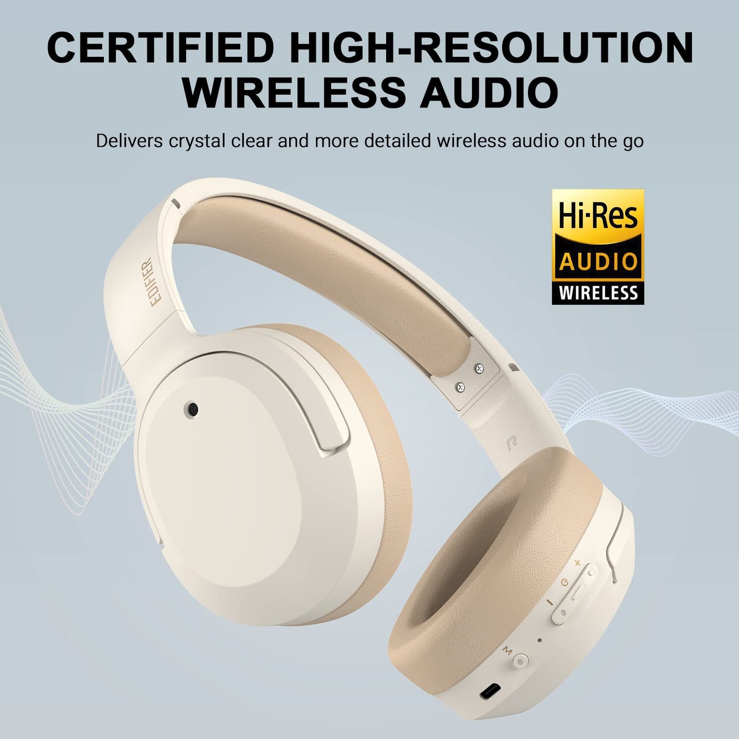 Edifier W820NB Plus Active Noise Cancelling Headphones, Wireless Over Ear Headphones with Hi-Res Sound, 49H Playtime, Bluetooth Headphones…