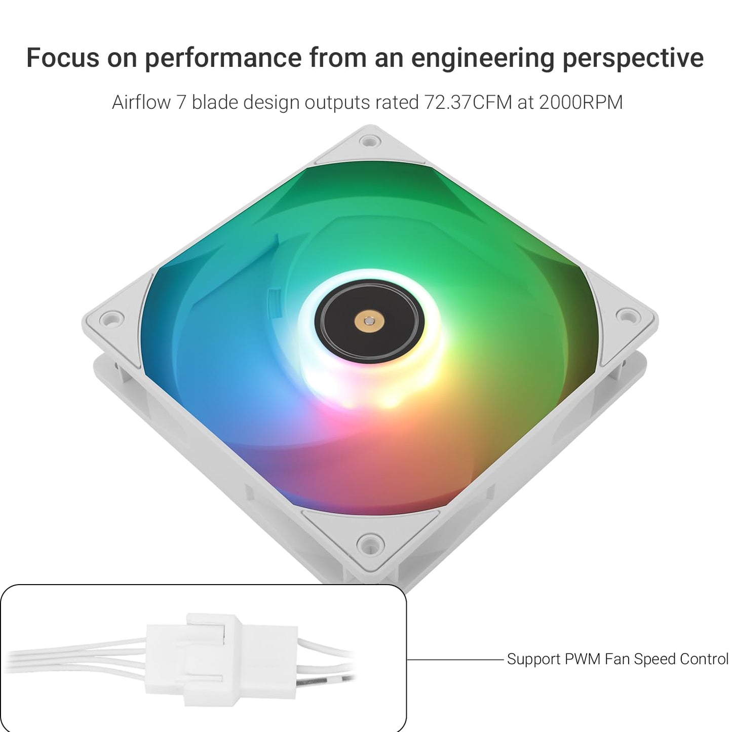 Thermalright TL-E12W-S V3 CPU Fan High Performance Cooler Fan with 2000RPM Speed,4-PIN PWM Cooling Fan, PC ARGB Cooler (120mm,White)