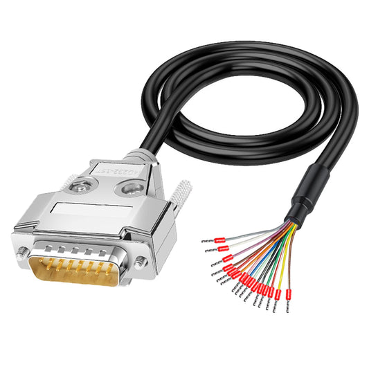 ANMBEST DB15 Solderless Breakout Connector with 5Ft 24AWG Replacement Cable, Metal Shell RS232 D-SUB Serial to 15-Pin Port Terminal Male Adapter