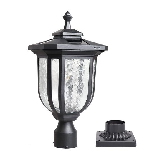 KMC KMC LIGHTING Solar Post Light Outdoor, ST4322Q Dusk to Dawn Vintage Solar Lamp Post Light Waterproof Aluminum with Pier Mount, Fence Pole Light