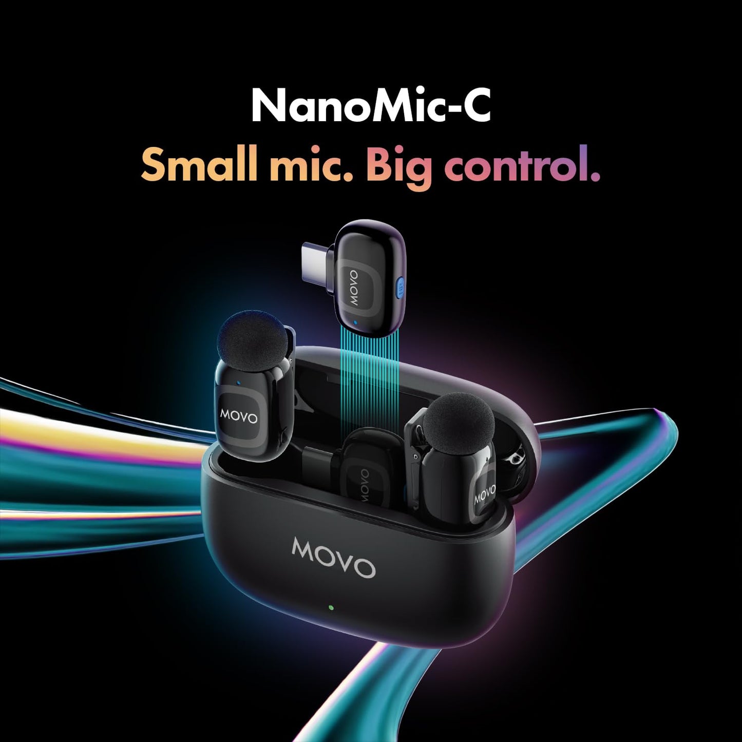 Movo NanoMic Dual USB-C Wireless Microphone for iPhone 15/16/17 and Up, Android, iPad Pro & Laptops - Wireless Lavalier Mic for USB-C Smartphones &