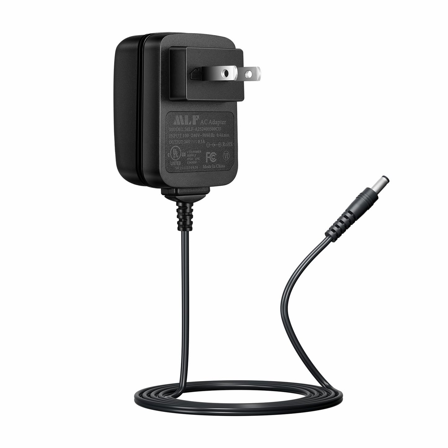 [UL Certified] AC to DC 24V 0.5A 500mA Power Supply Adapter, Plug 5.5mm x 2.1mm UL Listed FCC