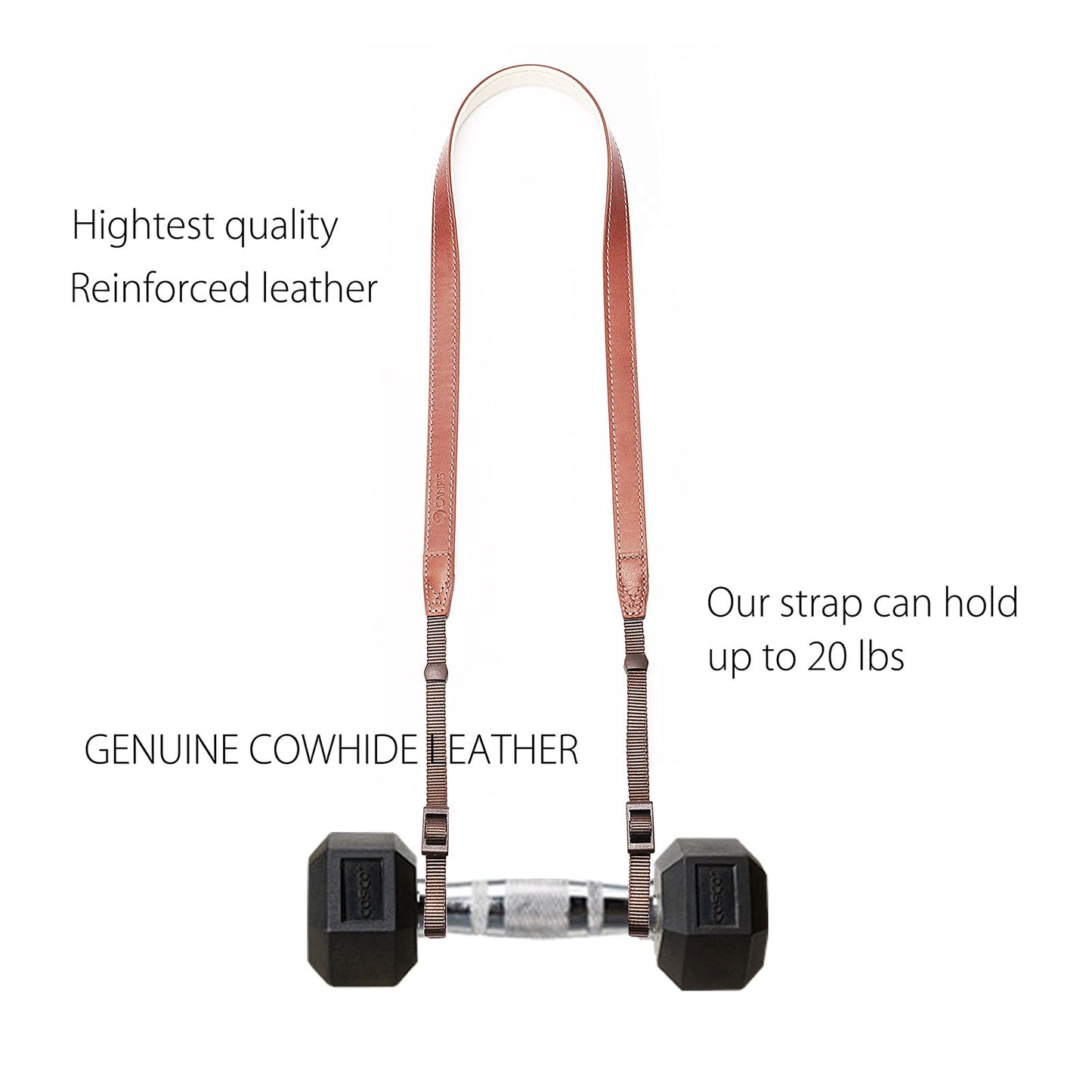 CANPIS CP008 Camera Shoulder Neck Strap compatible with Canon Nikon Leica Fuji Sony Olympus etc. Brown Color, Adjustable Length, Slim with Flocking