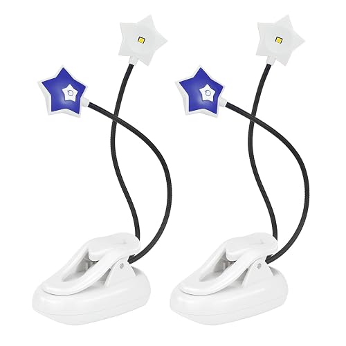 LUXSWAY 2 Pack LED Book Reading Light, Battery Operated Book Light for Reading in Bed, 2 Brightness Adjustable for Eye Care, Flexible Gooseneck Clip