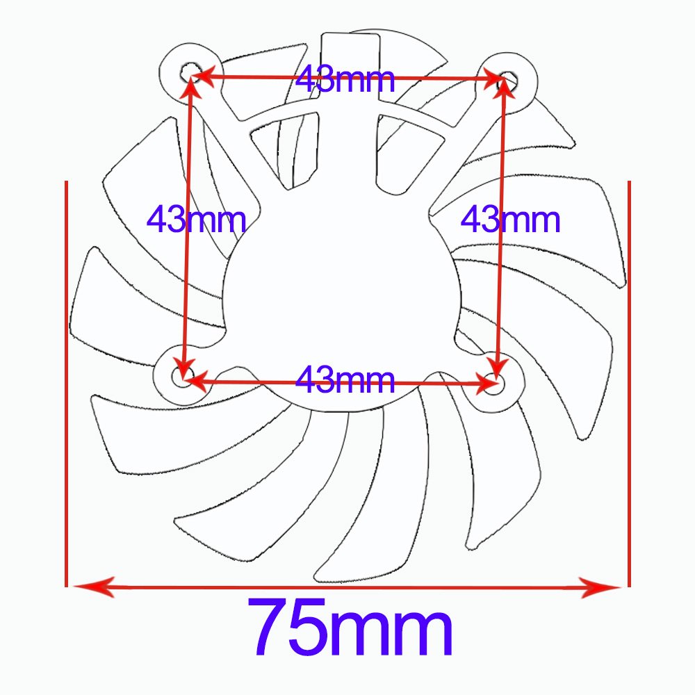 inRobert FD8015U12S 75mm 4Pin Graphic Card Fan Replacement for ASUS HD7770 HD7750 EAH5830 Video Card Fan