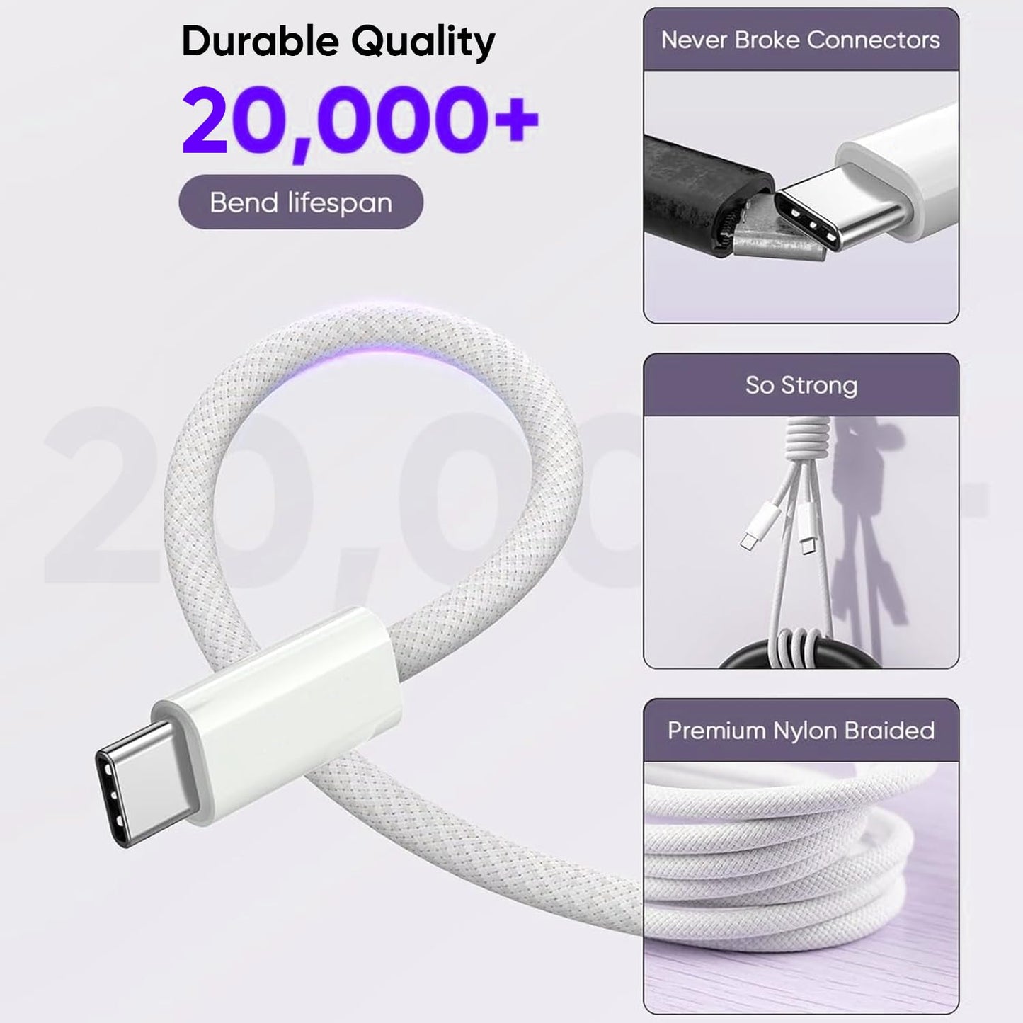 2Pack iPhone 17 16 15 Fast Charging Charger[Apple MFi Certified]6FT USB C-C Fast Charging Woven Cable with USB C Wall Block Apple Charger for iPhone17