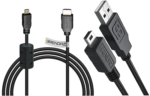 Micro HDMI Cable High Speed + Mini USB Cable Kit by BRENDAZ for GoPro HERO4 Black HERO4 Silver, HERO3+ HERO3 Cameras, HDMI Supports Ethernet Channel